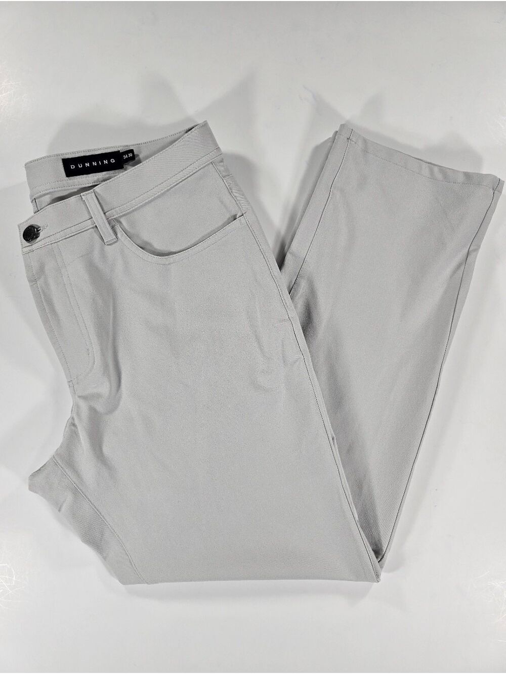 Dunning Golf Pants Performance Stretch 5 Pocket Chino Light Gray Mens 34X28